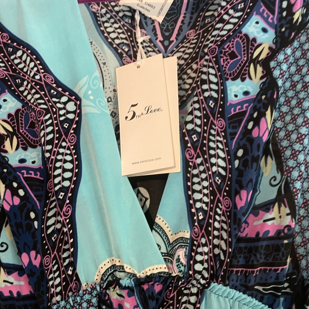 5theLove Blue and Pink Patterned Dress